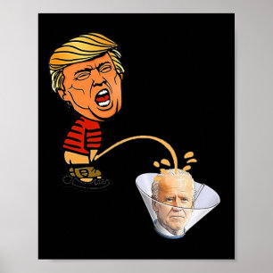 Trump die op Biden plast Poster