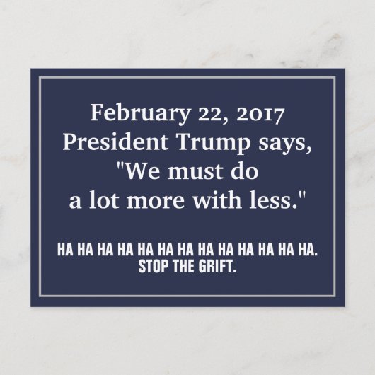 Trump doet meer met minder overheid om de grift te briefkaart (Voorkant)