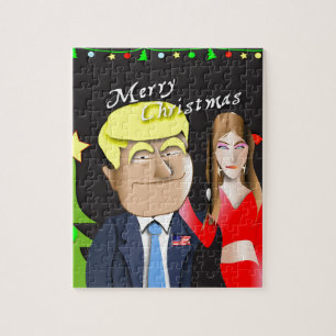 Trump, Donald, Melania, Kerstmis, geschenk, cadeau Legpuzzel