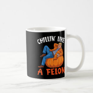 Trump drinkt koffie op pompoen chillen als een cri koffiemok