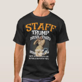 Trump Drive-Thru EPSTEIN Omkoop Ramen Personeel WH T-shirt (Voorkant)