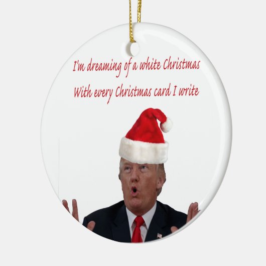 Trump, dromen van een witte kerst keramisch ornament (Links)