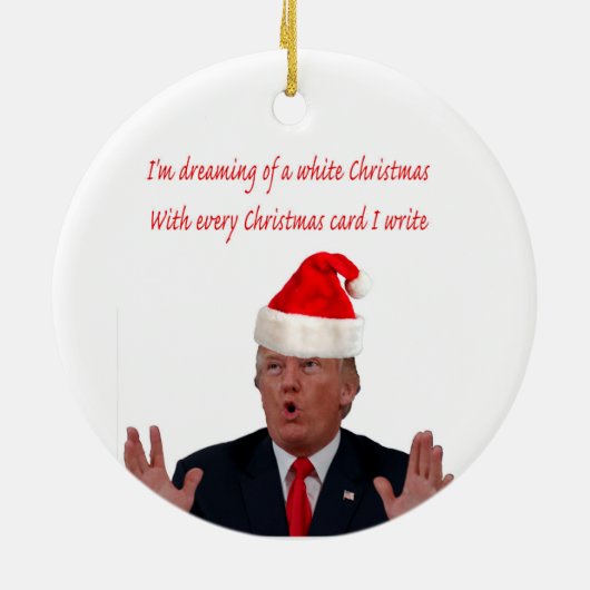 Trump, dromen van een witte kerst keramisch ornament (Achterkant)