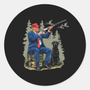 Trump Duck Hunting Donald Trump Old School Camoufl Ronde Sticker