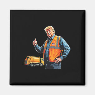 Trump Duim Omhoog Afvalwagen Arbeider Amerikaanse Magneet