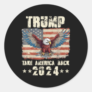 Trump Eagle USA President 2024 Neem Amerika terug  Ronde Sticker