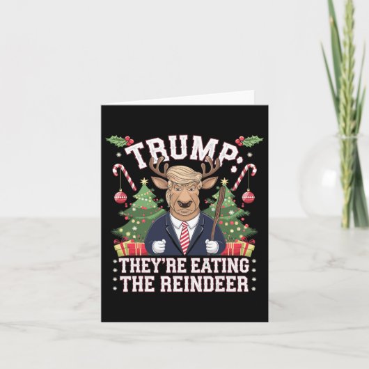 Trump eet de kerstman van het rendier kaart (Voorkant)
