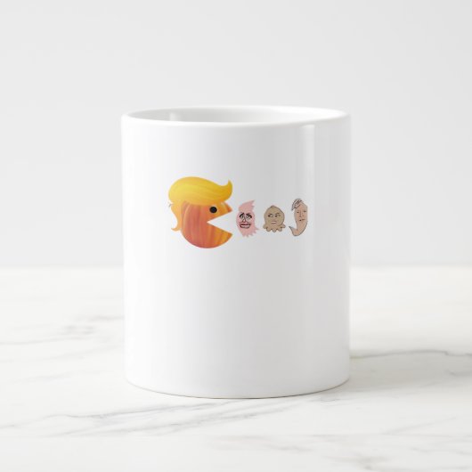 Trump eet Democraten Classic - Satirische hal Grote Koffiekop (Voorkant)