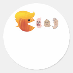 Trump eet Democraten Classic - Satirische hal Ronde Sticker