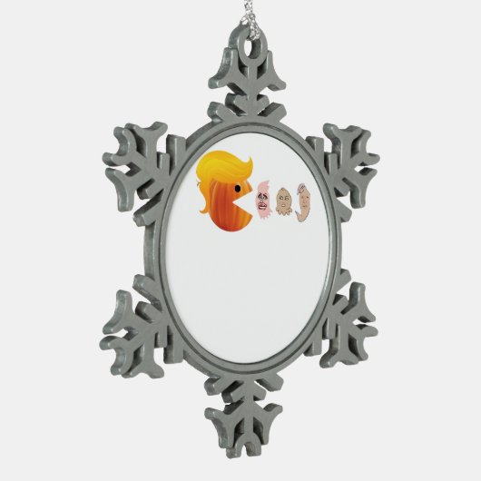Trump eet Democraten Classic - Satirische hal Tin Sneeuwvlok Ornament (Links)