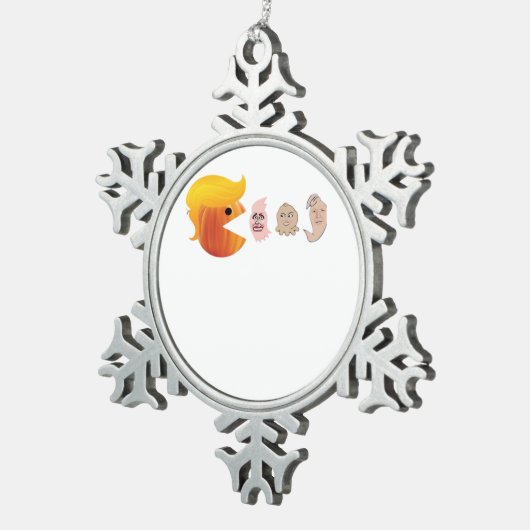 Trump eet Democraten Classic - Satirische hal Tin Sneeuwvlok Ornament (Rechts)