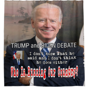 Trump en Biden debat Douchegordijn