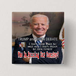 Trump en Biden debat Vierkante Button 5,1 Cm