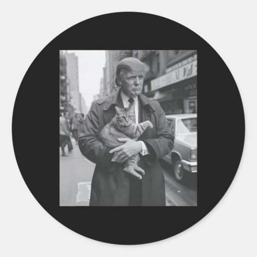 Trump en Cat in New York Ronde Sticker (Voorkant)