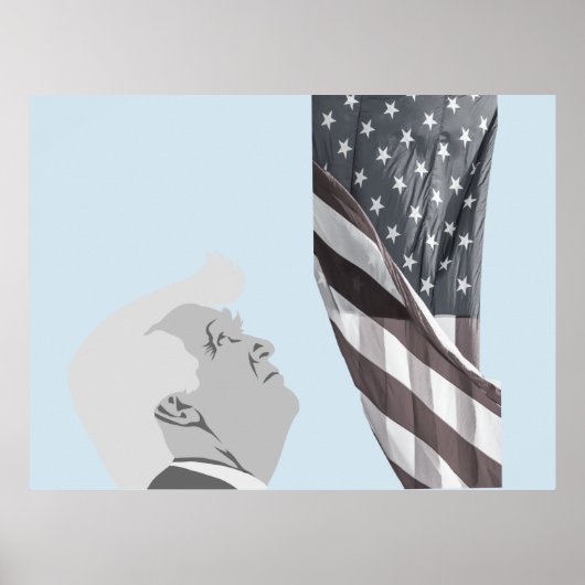 Trump en de Amerikaanse vlag Poster (Voorkant)