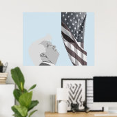 Trump en de Amerikaanse vlag Poster (Thuiskantoor)