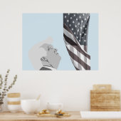 Trump en de Amerikaanse vlag Poster (Keuken)