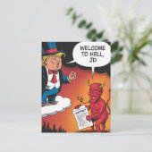 Trump en Devil Cartoon welkom bij Hell JD Briefkaart (Staand voorkant)