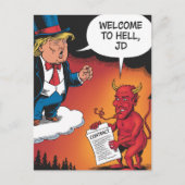 Trump en Devil Cartoon welkom bij Hell JD Briefkaart (Voorkant)