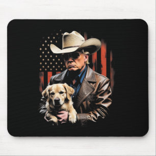 Trump en goud retriever hond, Amerikaanse vlag gra Muismat