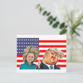 Trump en Hillary Caricature Briefkaart (Staand voorkant)