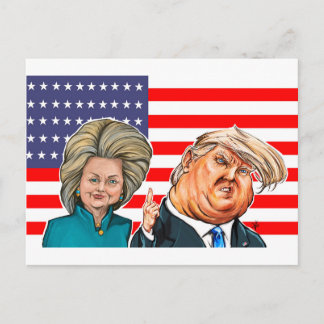 Trump en Hillary Caricature Briefkaart