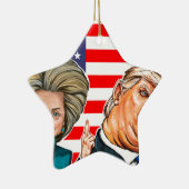 Trump en Hillary Caricature Keramisch Ornament (Rechts)