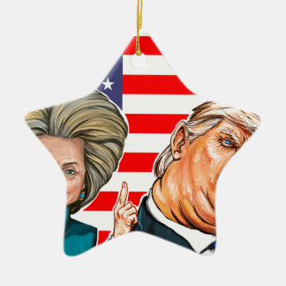Trump en Hillary Caricature Keramisch Ornament