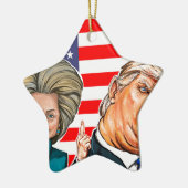 Trump en Hillary Caricature Keramisch Ornament (Links)
