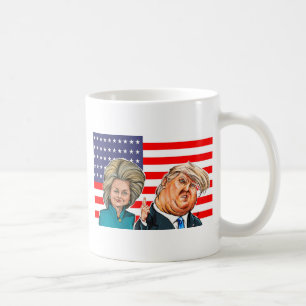 Trump en Hillary Caricature Koffiemok