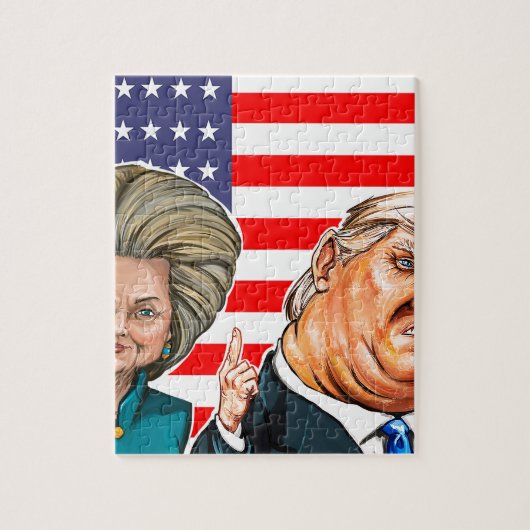 Trump en Hillary Caricature Legpuzzel (Verticaal)