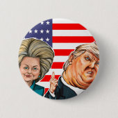 Trump en Hillary Caricature Ronde Button 5,7 Cm (Voorkant)
