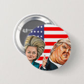 Trump en Hillary Caricature Ronde Button 5,7 Cm (Voorkant /achterkant)