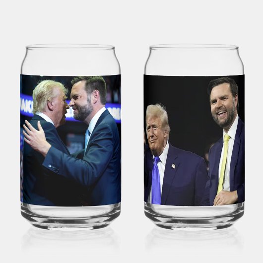 Trump en JD Vance 2024 Blikvorm Glas (Voorkant)