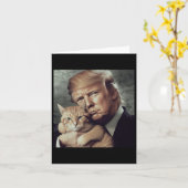 Trump en kat - Grappige Trump Cat meme Kaart (Gele Bloem)