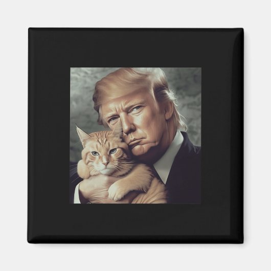 Trump en kat - Grappige Trump Cat meme Magneet (Voorkant)