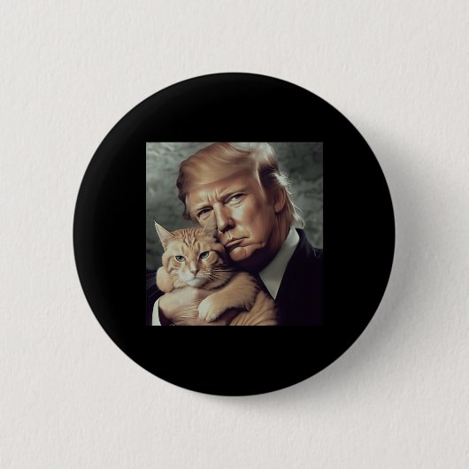 Trump en kat - Grappige Trump Cat meme Ronde Button 5,7 Cm (Voorkant)