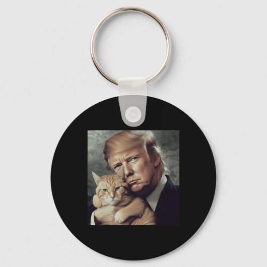 Trump En Kat - Grappige Trump Kat Meme Sleutelhanger (Voorkant)