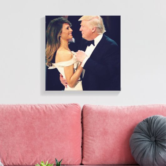 Trump en Melania Dancing Canvas Afdruk (Insitu (Woonkamer))