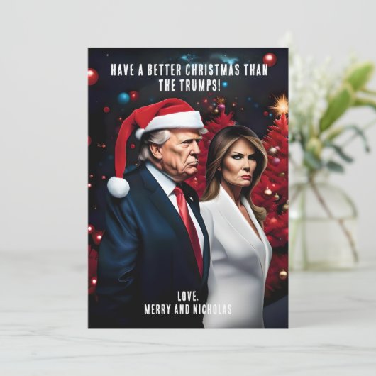 Trump en Melania Slecht Kerstfeest Feestdagenkaart (Staand voorkant)