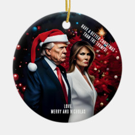 Trump en Melania Slechte Kerstmis Keramisch Ornament