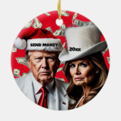 Trump en Melania "Stuur geld" Kerstmis Keramisch Ornament (Achterkant)