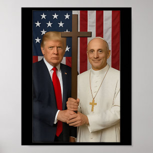 Trump en Paus Shirt - Paus Leo XIV God zegene Amer Poster
