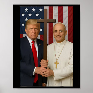 Trump en Paus Shirt - Paus Leo XIV God zegene Amer Poster