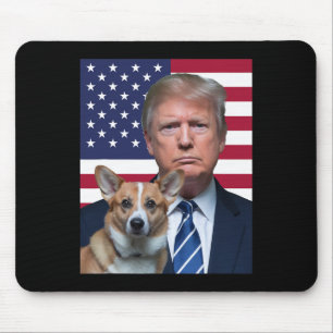 Trump en Pembroke Welsh Corgi Dog Amerikaanse vlag Muismat
