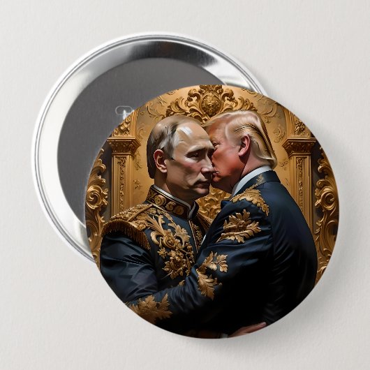Trump en Poetin omarmen Ronde Button 4,0 Cm (Voorkant /achterkant)