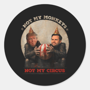 Trump en Vance niet mijn apen niet mijn circus Ronde Sticker