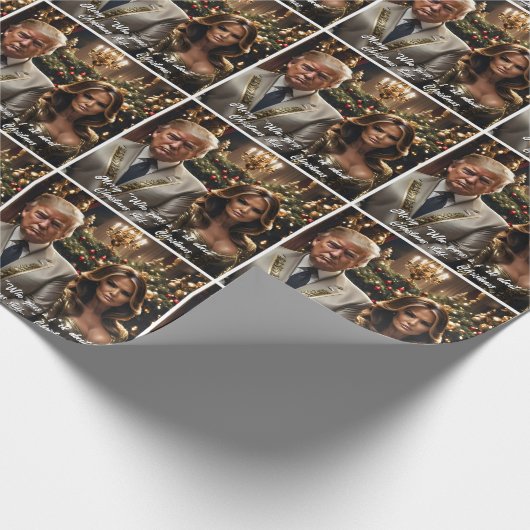 Trump en vrouw "Wie geeft een F*ck" Kerstmis Cadeaupapier (Hoek)