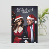 Trump en vrouw "Wie geeft een F*ck" Kerstmis Feestdagenkaart (Staand voorkant)