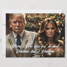 Trump en vrouw "Wie geeft een F*ck" Kerstmis Feestdagenkaart